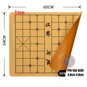 Bàn Cờ Tướng Da Pu Chống Trơn Kích thước 50*45cm Ô 5cm 60*54cm Ô 6Cm  Độ Bám Bề Mặt cao