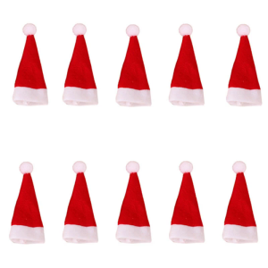 Christmas Santa Claus Hat 10 Pcs Lollipop Cap Bottle Candy Cover for Xmas Fashion Festival Party Decorations DIY Crafts