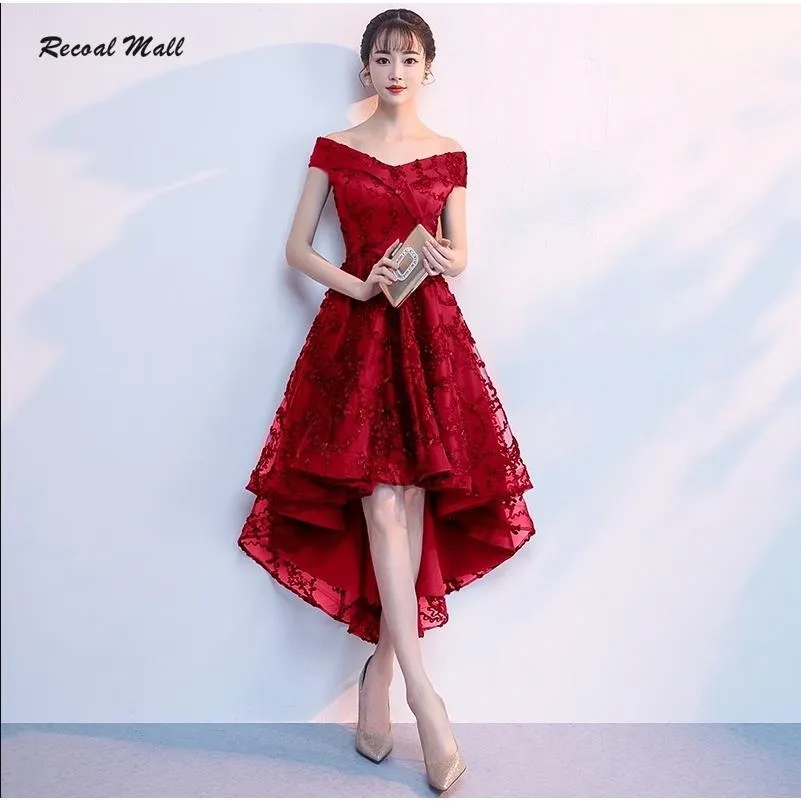 Recoal&Mall】 Navy blue dress ladies party evening dress red trailing  wedding dress Black Slim dress bridesmaid dress piano playing