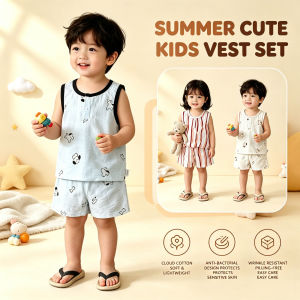 【local Stock】Cute Cloud Cotton Vest Set For Kids Soft And Absorbent 4D Antibacterial Protection Sensitive Skin Wrinkle Resistance Long Service Life