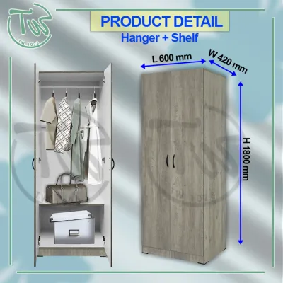 TW (KL & Selangor) Ready Assembled 2 FT 2 Door Wardrobe (3 in Colour)/Assembled Wardrobes/Wardrobe Closet Storage/Multi-function Storage Cabinet