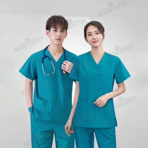 Bộ scrubs bác sĩ kỹ thuật viên - bộ đông phục y tế màu Xanh Cổ Vịt Cotton Cao Cấp cho spa thẩm mỹ viện nha khoa phòng khám