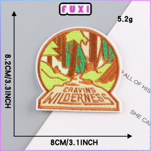 Round Embroidered Badge Natural Landscape Adhesive Patch Clothing Accessories Luggage Accessories Cloth Label Embroidered Cloth Stickers