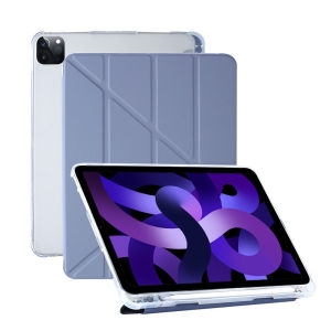 Smart Multifold Protective Case for Ipad Pro11 10.2-Inch Air4/5th Generation Tpu Soft Case Frosted Transparent Rear Cover Casing With Pen Holder for Ipad 9.7 5th 6th 7th 8th Gen Air 3 2 1 2020 10.9 Inch Mini6 Pro12.9 2018 2021