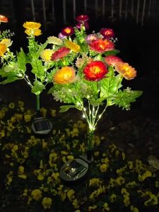 Solar Lawn Light 7head Snow Lotus Flower LED Light Outdoor Waterproof Courtyard Cemetery Garden Lamp