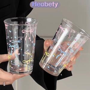Heabety Cốc thủy tinh dễ thương cốc nước hoạt hình cốc thủy tinh sọc dễ thương Doodle cốc cà phê hộ gia đình Trà trái cây nước chanh cô gái Quà Tặng