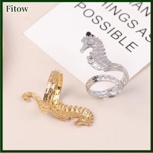 Fitow Sea Beach Stainless Steel Sea Horse Design Open Ring Light Cozy Women Charm PVD Plated Waterproof Stylish Jewelry Gift