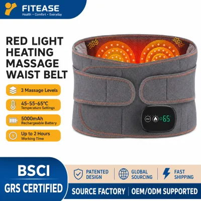 Rechargeable Infrared Heating Massage Waist Belt 5000mAh | 3 Heat & 3 Massage Modes |Cordless Heat Therapy for Back Pain