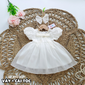 TT17 Váy đầm công chúa trắng cho bé gái Riokids từ 3-28kg diện đi chơi đi tiệc thôi nôi đầy tháng