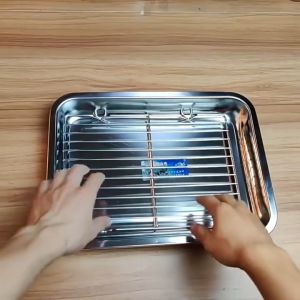 Stainless Steel Baking Tray Removable Non-stick Oil Drain Holder Tray with Cooling Rack BBQ Tray