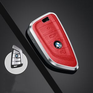 CAREUD Aluminium Alloy Genuine Leather Car Key Cover For BMW 3 5 7 Series X1 X3 X3 X5 X6 320i 330i 340i 520i 530i 730i 740i