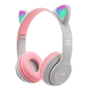 Atdiva Headset Kuping Kucing RGB Headphone Full Bass Stereo Wireless Bluetooth Tanpa Kabel Dewasa Anak Kualitas Suara Tinggi