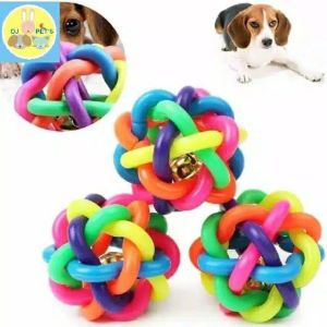 Mainan anjing gigit bola karet pelangi dog toy PET4078