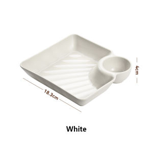 PP Large Dumpling Plate With Vinegar Plate Divided Japanese Tableware Square Tray Serving Utensils Household Kitchen Dishes