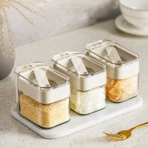 Yoice Seasoning Bottle Dispensers Spice Jar With Lid Kitchen Canister Condiment Salt Seasoning Storage Bottle With Spoon