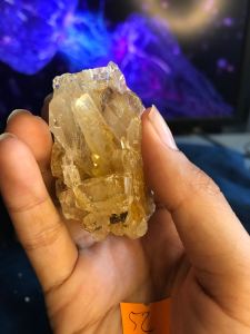 Đá Thạch Anh trắng pha lê tự nhiên trong suốt ánh vàng Citrine thanh tẩy yoga thiền định chakra tarot phong thuỷ cực mạnh Clear Quartz Natural Ms52