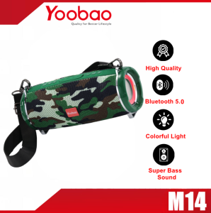 YOOBAO M14 Music Link with Strap support USB/TF Card/FM Radio/AUX Function Portable Bluetooth Stereo Bass Speaker V5.0
