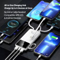 20000mAh Power Bank Fast Charge Portable Powerbank Built In 4 Cables For iPhone Samsung QC PD 22.5W Charge Flashlight. 