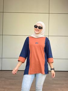 Atasan Wanita Oversize Aldira Terbaru2024 Motif Kombinasi / Kaos Wanita / Baju Wanita