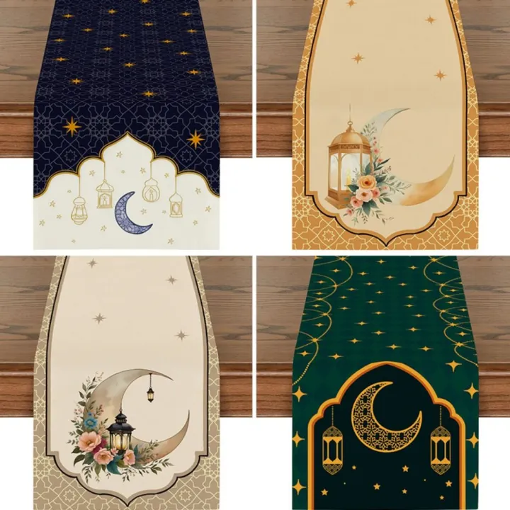 MINUTE Đèn lồng vàng Khăn trải bàn Ramadan Ngôi sao trăng trắng ...