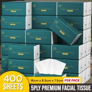 ZhiMeng Luxury Virgin Wood Pulp 5-Ply Hypoallergenic Facial Tissue 400 Sheets Multipack