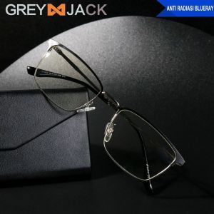 Grey Jack Kacamata Antiradiasi Blueray Kotak Elegant Bisa Minus Metal Ringan Full Rim Fashion Wanita dan Pria Terbaru 101923