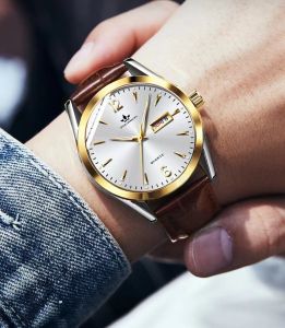 Đồng Hồ Nam Crnaira Fourron9612f chạy 2 lịch Chống nước sinh hoạt Mặt kính Mineral trong Sang Trọng Dây Da Cao Cấp