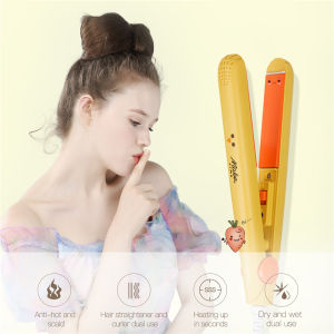 Local Delivery 2 in 1 Hair Straightener Flat Iron Curl Hair Curling Iron Constant Temperature Anti-scalde Fast Warm-up Wet Dry Dual Use Mini Cartoon Portable Hair Styling Tool