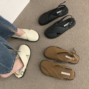 TIMES LORD Anti Slip Closed Toe Sandals PU Leather Simple Women Flats Fashion Rubber Sole Hollow Mules Shoes Female
