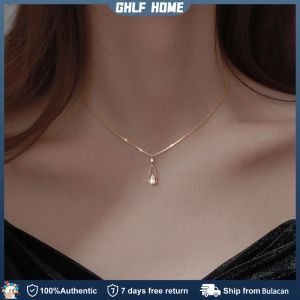 Exquisite Elegant Water Drop Zircon Necklace Women Simple Temperament Clavicle Chain