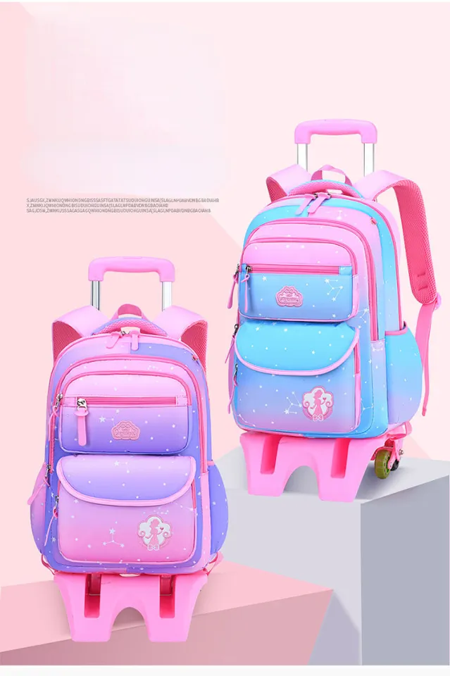 High-value gradient trolley school bag for Kids girl School