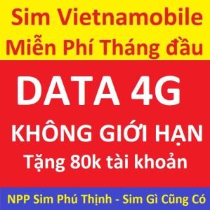 Sim data Vietnamobile tặng 1.500Gb/tháng + tk 80.000đ Miễn phí tháng đầu Sim chưa kích hoạt