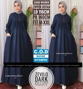 Gamis Terbaru 2021 Modern - Maxy Zevilo - Maxy Dress Muslim Terbaru - Gamis Jeans - Dress Jeans