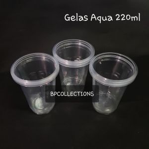 1 PAK 50 pcs GELAS PLASTIK BENING CUP 120ML 130ML 160ML 220ML AQUA ULIR ML GELAS 120 130 160 220 ML AQUA KOP ICE CREAM ECER