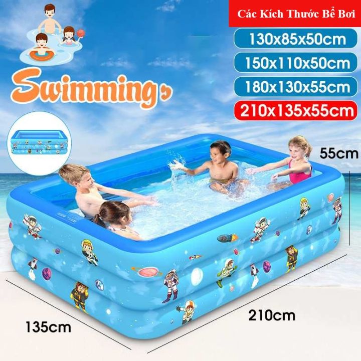 Hồ bơi phao giá rẻ, Bể bơi em bé, Bể bơi bơm hơi cỡ lớn dài 1m3 - Thành cao chất liệu nhựa dày dặn đàn hồi tốt, Thiết kế 3 tầng chịu lực tốt , Dễ dàng gấp gọn khi không sử dụng.