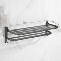 Local Stock baokemo Aluminum Multifunctional Towel Rack Double Towel Bars  Wall Mounted  Toilet Brush Toilet Tissue Box Bathroom Accessories. 