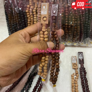 ( isi 100 pcs ) souvenir tasbih kayu 33 butir kemas plastik