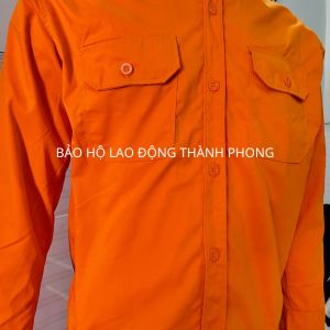 bộ quần áo bảo hộ lao động đồng phục nhân viên công nhân vải kaki màu cam – bảo hộ lao động nam á
