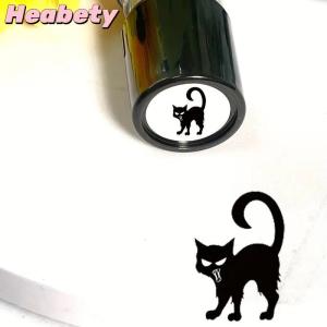 Heabety Cute Cartoon Black Kitten Stamp Lovely Shape Journal Stamps DIY Scrapbooking Decoration Collage Signets For Your Choice