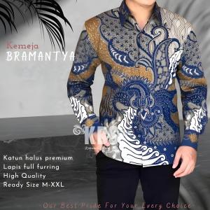 Kemeja Batik Pria Lapis Furing Lengan Panjang Motif Bramantya Bahan Katan Halus Premium