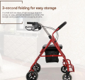 elderly leisure four-wheel shopping cart with chair walker Elderly walker trolley can push and sit shopping cart. 