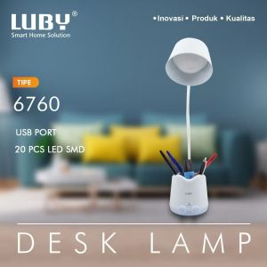 LUBY L-6762 Lampu Belajar LED Portable 3 Cahaya Baterai 1800mAh Tahan 8 Jam Bisa Cas