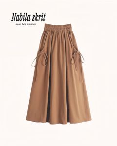 Rok Wanita Kekinian Nabila Skrit Rayon Twill Premium terbaik Karet Panjang Nyaman