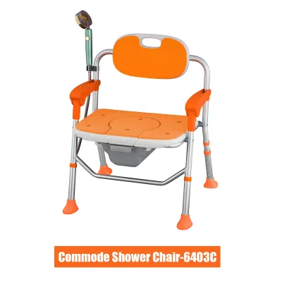 Heyman Foldable Shower Chair with Arms and Back Folding Shower Chair 5-Level Height Non-Slip Feet Shower Seat Kerusi mandi lipat