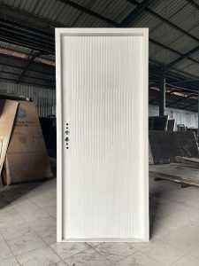 Set Pintu Utama / Pintu Kamar Tidur Baja Lengkap dengan Kusen Baja + Handle Engsel Kunci Luxury 3D Motif kotak Rubik putih Pintu Hotel Apartemen Rumah