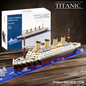 ZHBO Mainan Anak Laki-laki Lego Titanic 1878Pcs Susun Edukasi Mainan kapal induk Mainan Anak 8/10/12/14 tahun