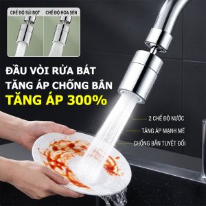 Đầu Vòi Rửa Bát Tăng Áp Chống Bắn Nước Xoay 720 Độ Khớp Đồng Thau 2 Chế Độ Xả Đầu Nối Vòi Nước Bồn Rửa Chén Lavabo Nhà Tắm Tiện Lợi Bền Bỉ Lõi Lọc 4 Lớp Mạ Crom Sáng Bóng Lắp Đặt Bằng Tay Dễ Dàng Không Cần Dụng Cụ Phù Hợp Mọi Loại Vòi Tiêu Chuẩn Phổ Thông