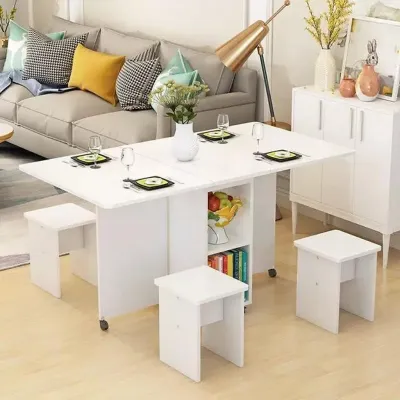 Bộ Bàn Ăn Thông Minh Gấp Gọn Gồm 4 Ghế Màu Sắc Sang Trọng Rực Rỡ