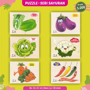 Puzzle Kayu Mainan Edukasi Sayuran Sayuran Lucu - Puzzle Edukasi Murah /6 / King Puzzle Edukasi - EB