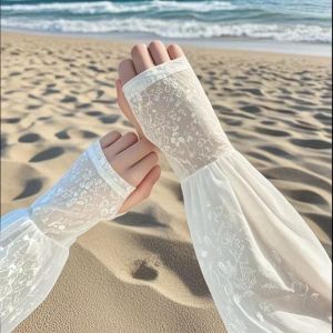 SERENEGLOW Thời trang mùa hè ren băng tay áo cho phụ nữ Trọng lượng nhẹ cánh tay bảo vệ khỏi ánh mặt trời bao gồm với họa tiết hoa hoàn hảo cho các hoạt động bãi biển và ngoài trời